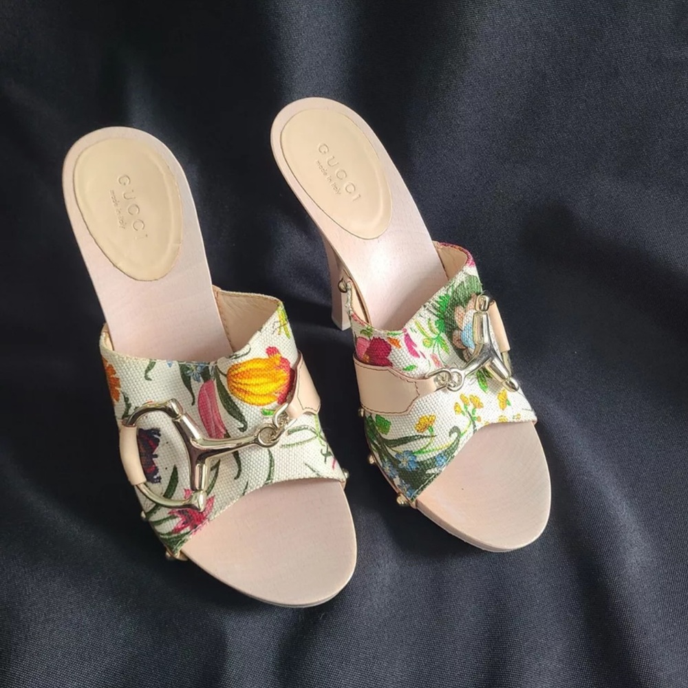 GUCCI ✨ Horsebit Accent Canvas Mules